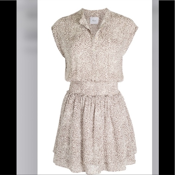 Rails Angelina Sand Cheetah Print Smocked Waist Tiered Skirt Button Sheath Dress - Picture 3 of 8